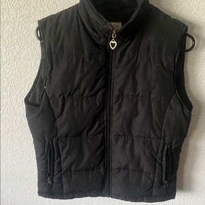 Black Puffer Vest with Heart Zipper